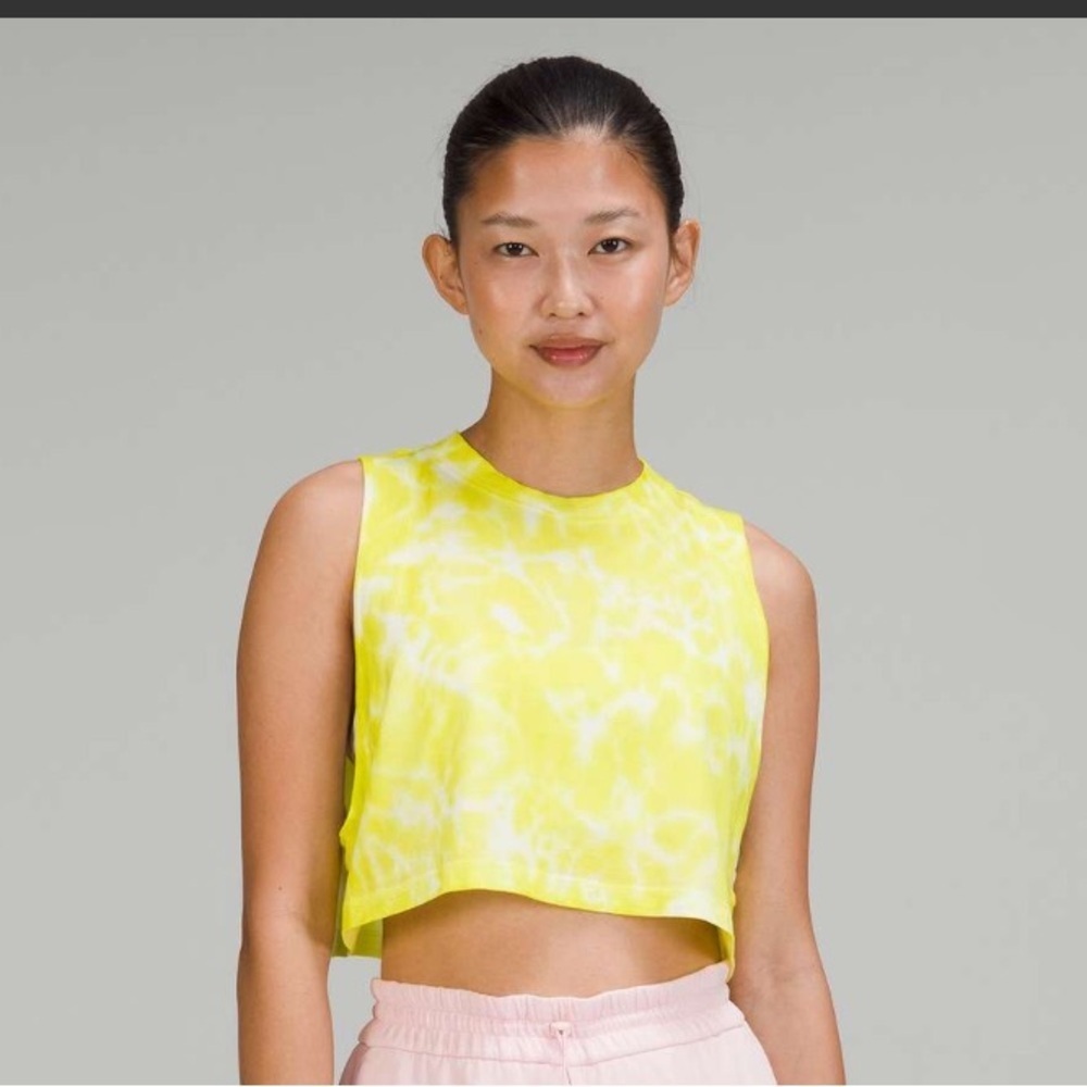 lululemon athletica Marmoleado Yellow Tie Dye Cropped Cotton‎ Tank Top